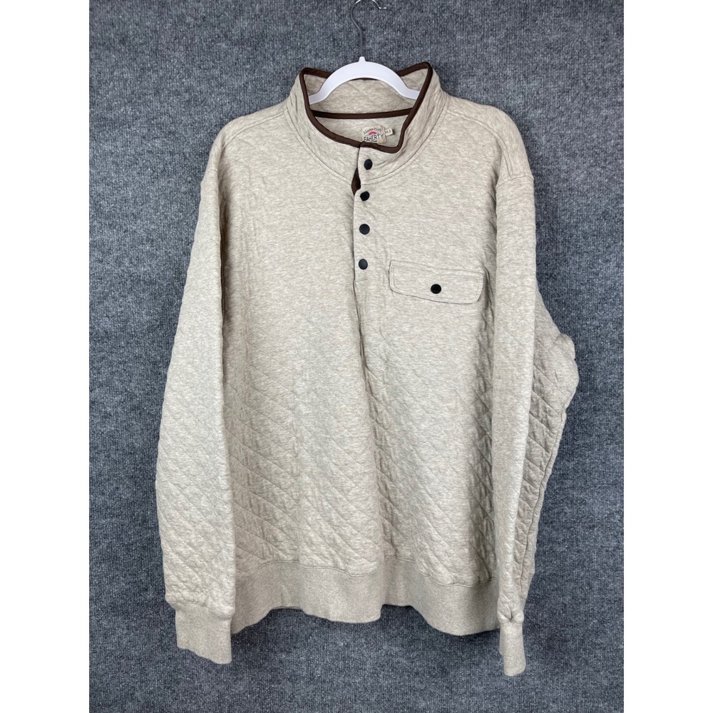Faherty Epic Quilted Fleece Pullover Mens Size XXL Oatmeal New Snap Button Mock